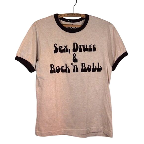 Vintage Style Five Crown Sex, Drugs, & Rock n Roll Ringer Tee - Picture 1 of 6